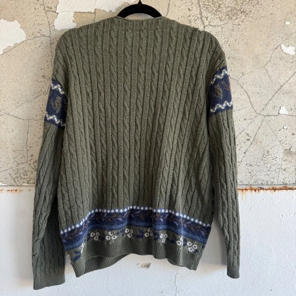Vintage Cardigan Northern Reflections Sweater Fair Isle Owl Button Knit 90s Cozy